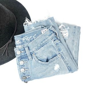 Free People Blossom High-Rise Rigid Denim Jeans | Button Fly | Size 24
